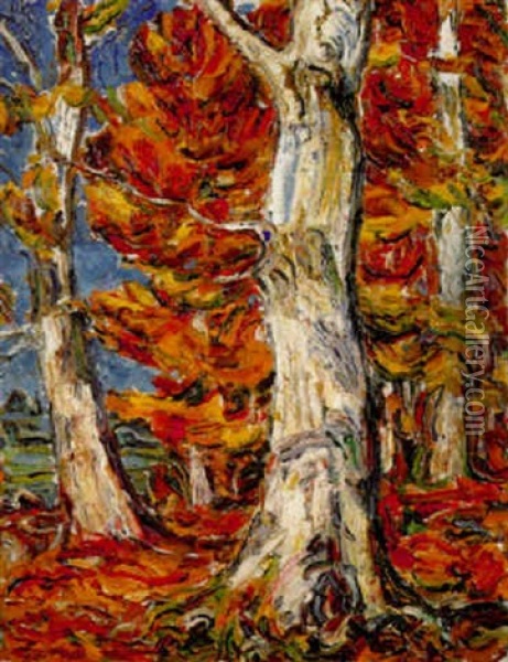 Weissbuchen Im Herbst Oil Painting - Christian Rohlfs