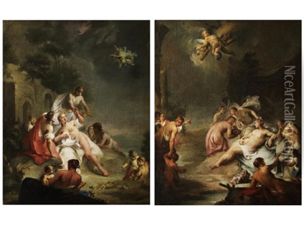 Flora Oder Die Allegorie Des Fruhlings (+ Ceres Oder Die Allegorie Des Sommers; Pair) Oil Painting - Alessandro Marchesini