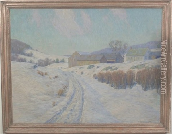 Winter Farm Scene Oil Painting - Horace Brown