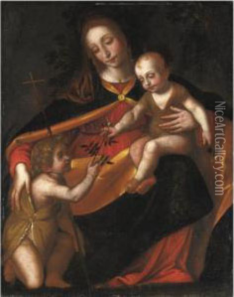 Madonna Col Bambino E San Giovannino Oil Painting - Bernardino Luini