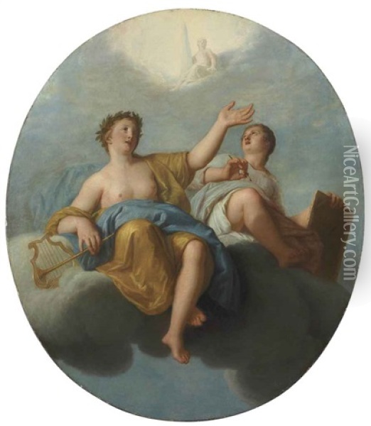 Allegory Of Music And Painting Oil Painting - Henri-Antoine de Favanne