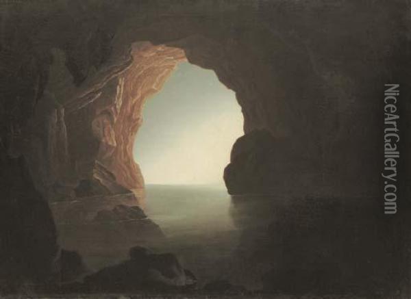 Grotto In The Gulf Of Salerno Oil Painting - Josepf Wright Of Derby