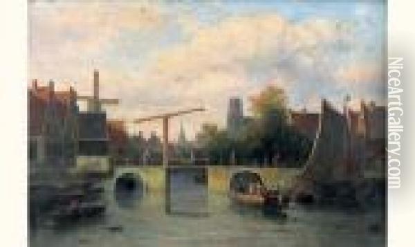 Canal A Amsterdam Oil Painting - Antonie Waldorp