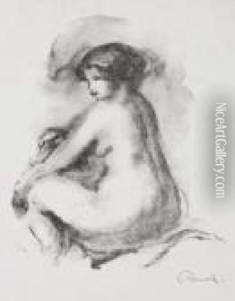 Etude De Femme Nue, Assise Oil Painting - Pierre Auguste Renoir