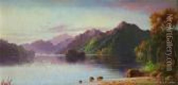 Lake Manapouri Oil Painting - Henry William Kirkwood