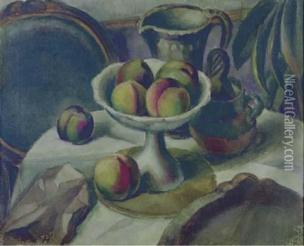 Peaches In A Compote Oil Painting - Edward Middleton Manigault