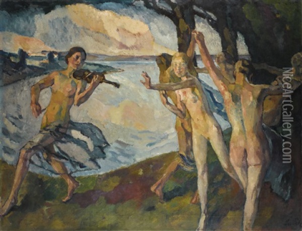 Reigen (the Dance) Oil Painting - Leo Putz