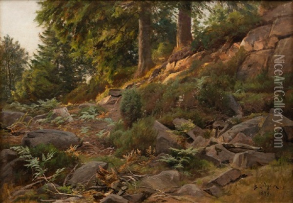 Forest Landscape Oil Painting - Berndt Adolf Lindholm