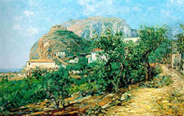 Paesaggio A Capri Oil Painting - Carlo Brancaccio