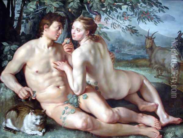 The Fall of Man Oil Painting - Hendrick Goltzius
