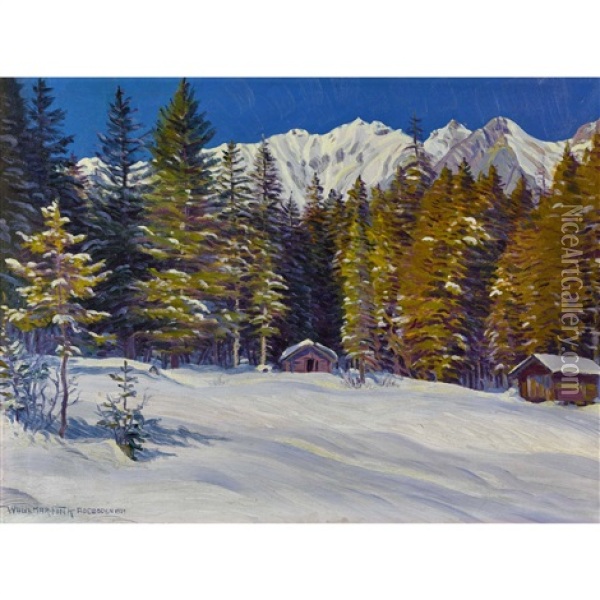 Bergwaldstille Im Winter Oil Painting - Waldemar Theophil Fink