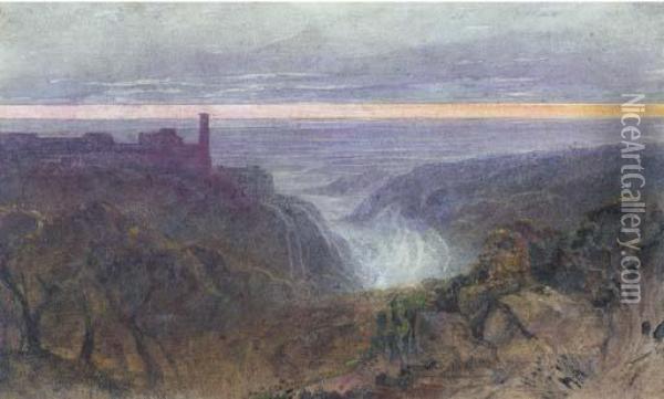 'a Length Of Bright Horizon Rimm'd The Dark', Tivoli, Italy Oil Painting - Edward Lear