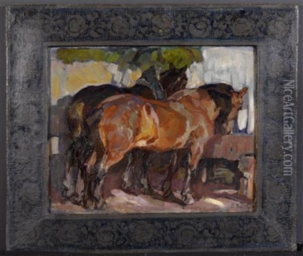 Pferd Oil Painting - Ernst Hodel the Elder