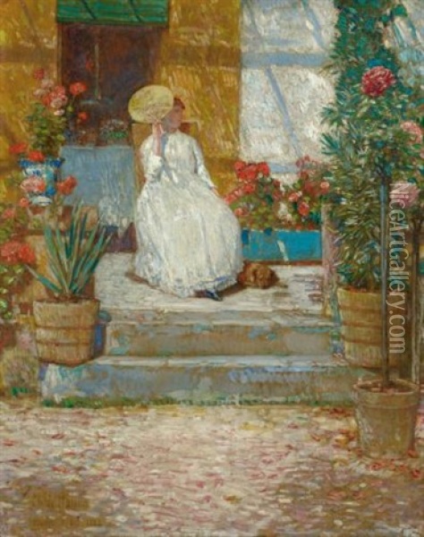 In The Sun Oil Painting - Childe Hassam