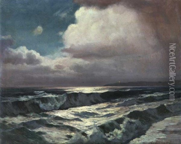 Moonlit Coastal Oil Painting - Gordon Coutts