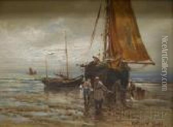 Dutch Fishing Ketch Oil Painting - Arthur Vidal Diehl