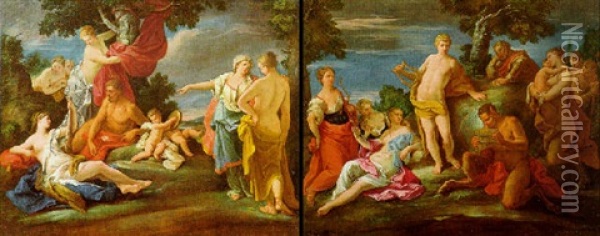 Ercole E Onfale Attorniati Dalle Ancelle Oil Painting - Pietro Antonio Novelli
