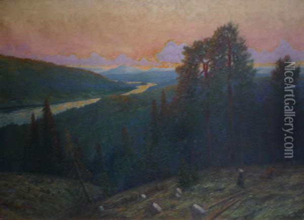 Paysage De Montagne Oil Painting - Oscar Lycke