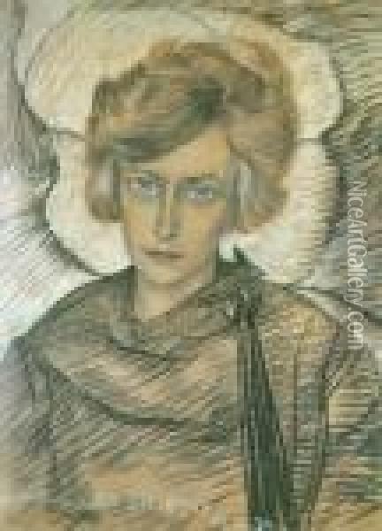 Portret Janiny Skibinskiej Oil Painting - Stanislaw Ignacy Witkiewicz-Witkacy