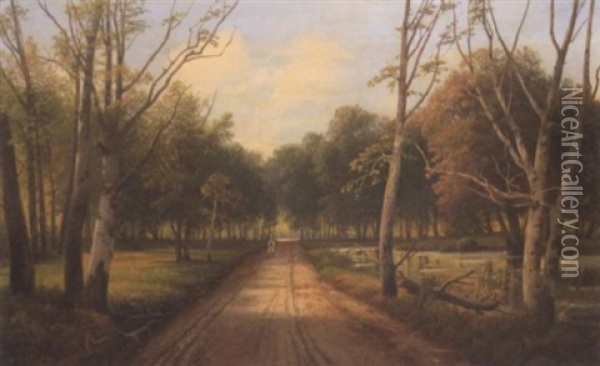 Walking On A Rural Road, 1904 Oil Painting - Siegfried Hass