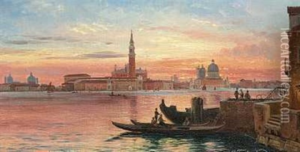 Venedig I Solnedgangen Oil Painting - Carl Frederik Peder Aagaard