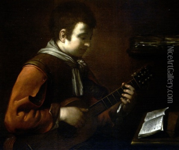 Le Jeune Guitariste Oil Painting - Bernhard Keil