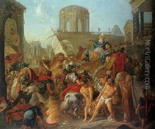 The Triumphal Entry Of A General Into A City Oil Painting - Michel Francois Dandre-Bardon