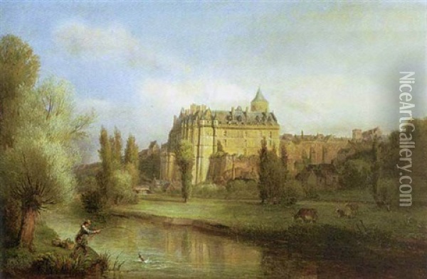 Vue Du Chateau De Chateaudun Oil Painting - Francois Edme Ricois