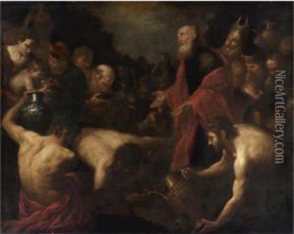 Moses Giving Water To The Israelites In The Desert Oil Painting - Orazio De Ferrari