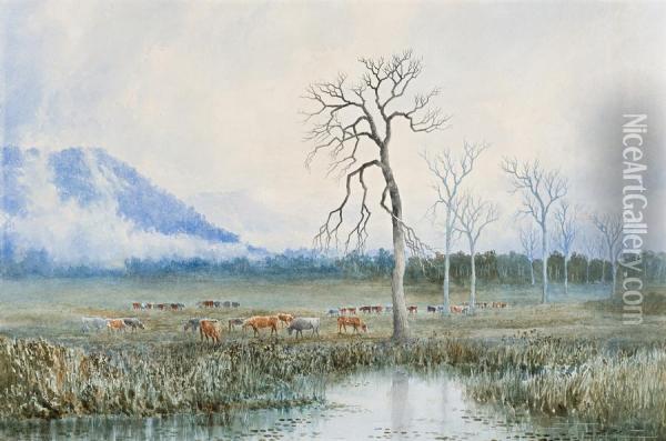 Pastoral Ideal, Tasmania Oil Painting - William Charles Piguenit
