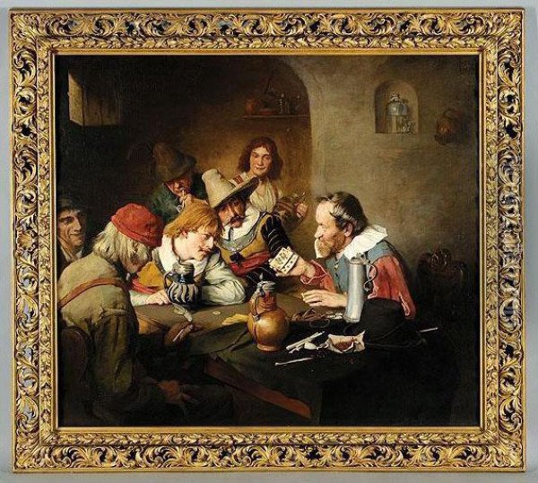 The Card Players Oil Painting - Franz Kops