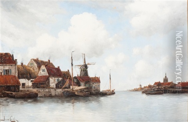 View Of The Inner Harbour Oil Painting - Hermanus Koekkoek the Younger