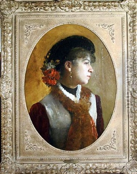 Femme A Son Piano (portrait Presume De Mme. Manet) Oil Painting - Francesco Paolo Michetti