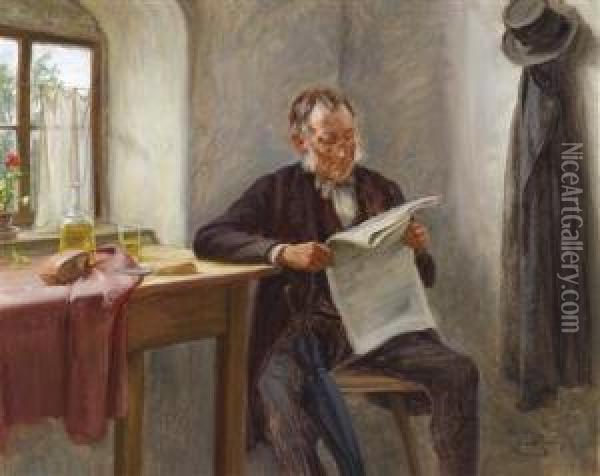 The Newspaperreader Oil Painting - Carl Zewy