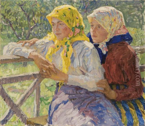 Latgalian Girls Oil Painting - Nikolai Petrovich Bogdanov-Belsky