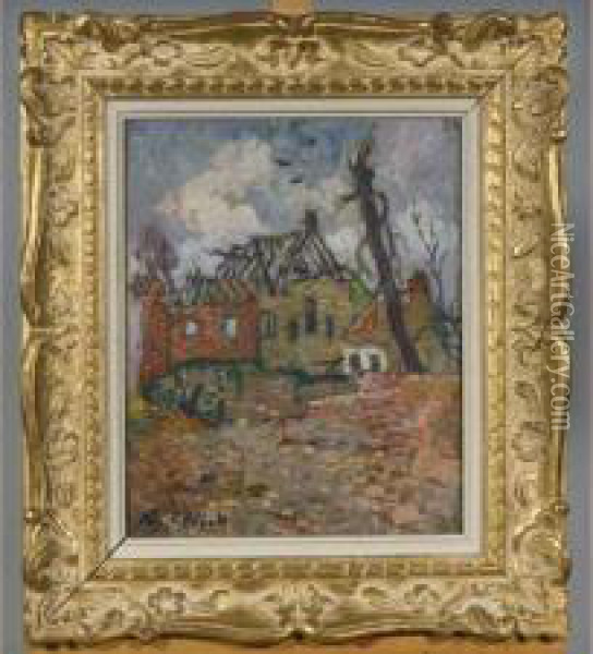 Ruines A Coxyde Oil Painting - Eugene Chigot