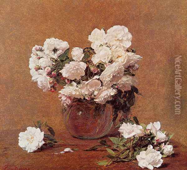 Roses II Oil Painting - Ignace Henri Jean Fantin-Latour
