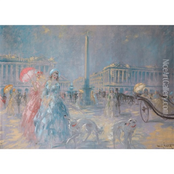 Apres Midi Place De La Concorde Oil Painting - Louis Icart