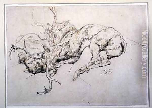 Dead Stags Oil Painting - Sir Edwin Henry Landseer