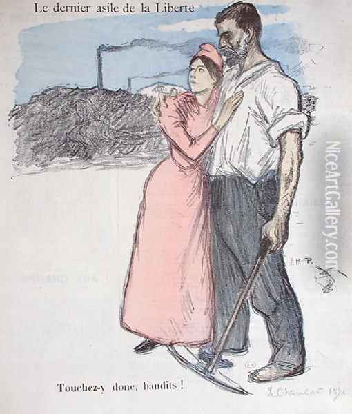 Marianne with a Worker, illustration from Le Chambard Socialiste 1891 Oil Painting - Theophile Alexandre Steinlen