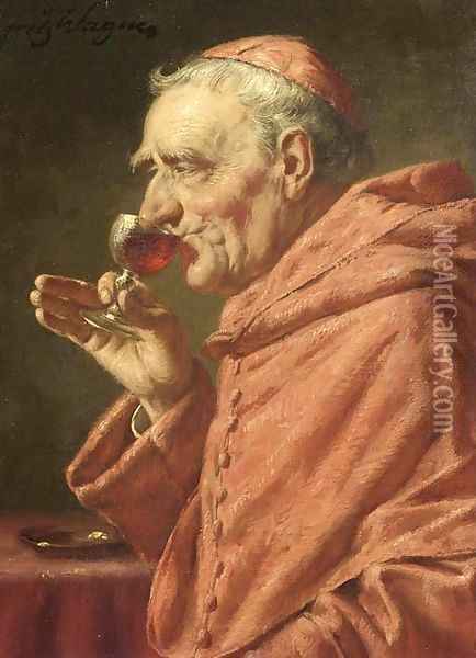 Tasting the wine Oil Painting - Fritz Wagner