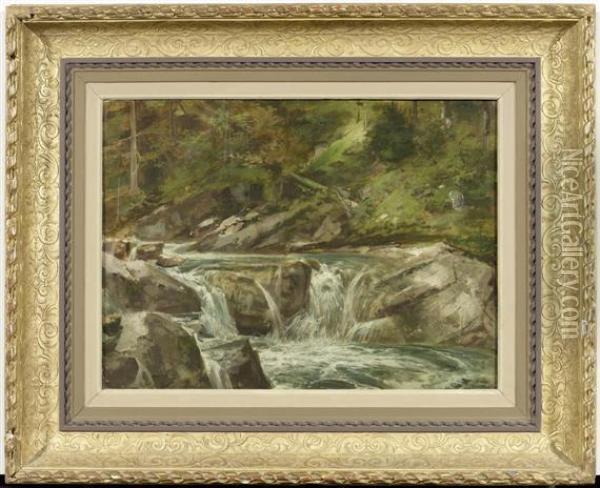 River Landscape Oil Painting - Gustave Castan