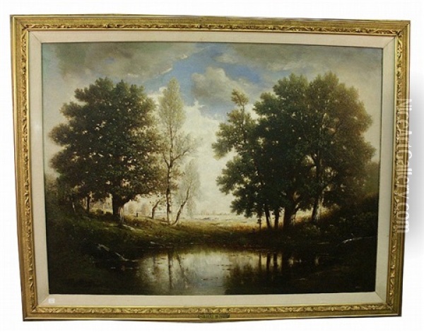 Landscape With Pond Oil Painting - Gilbert Munger