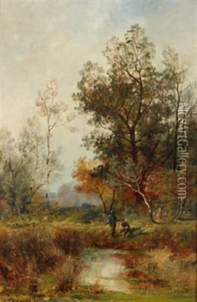 Rastende Jager Am Teich Oil Painting - Adolf Kaufmann