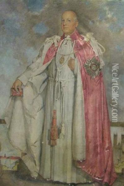 Portrait Of Dr W Foxley Norris, 
The Archbishop Of Westminster, Knight Of The Most Honorable Order Of The
 Bath, Standing Full-length In Ceremonial Robes Oil Painting - Glyn Warren Philpot