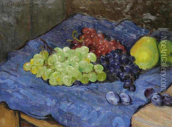 A Still Life With Fruit Oil Painting - Arnost Hofbauer