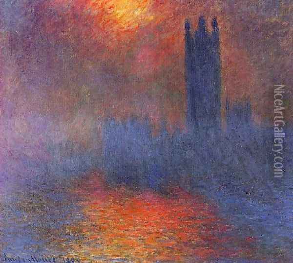 Houses Of Parliament Effect Of Sunlight In The Fog2 Oil Painting - Claude Oscar Monet