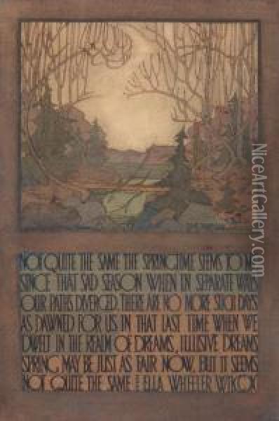 Decorative Landscape: Quotation From Ella Wheeler Wilcox Oil Painting - Tom Thomson