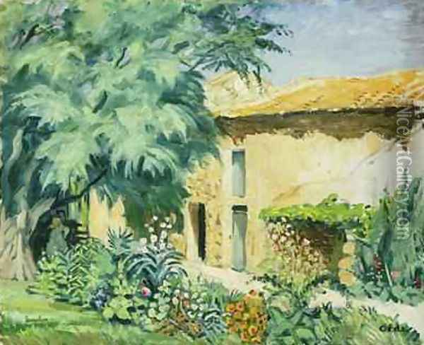 Southern Farm House with Flowerbed Oil Painting - Hans Olde