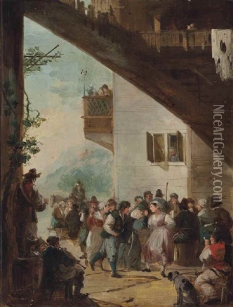 A Village Feast Oil Painting - Giuseppe Bernardino Bison
